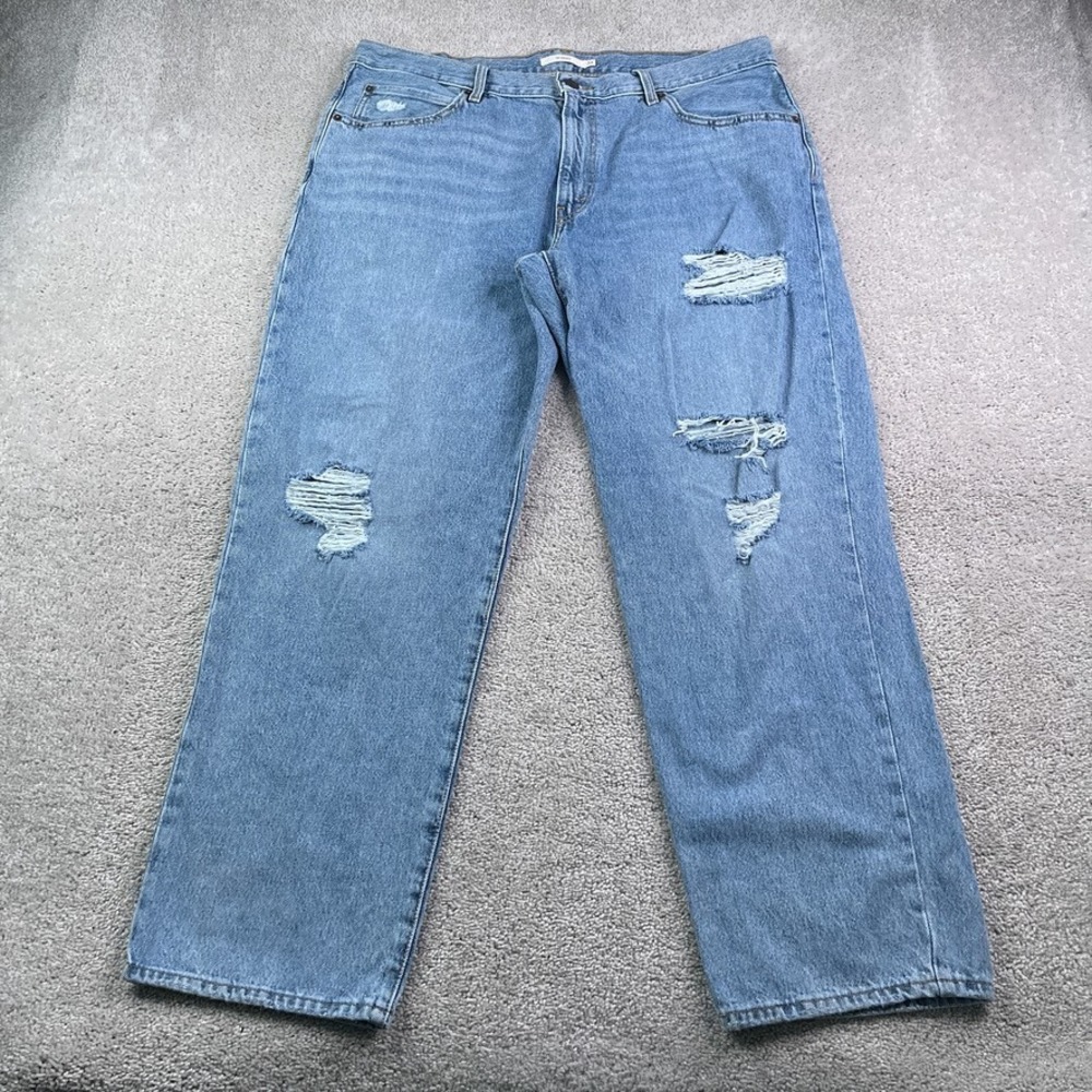 Levis Jeans Womens 34 Blue '94 Baggy Wide Leg High Rise Distressed Stretch Denim